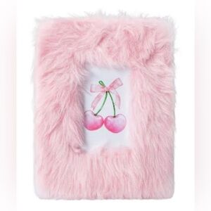 🌸 #4003-44. Furry Pink Picture Frame with Cherry Design